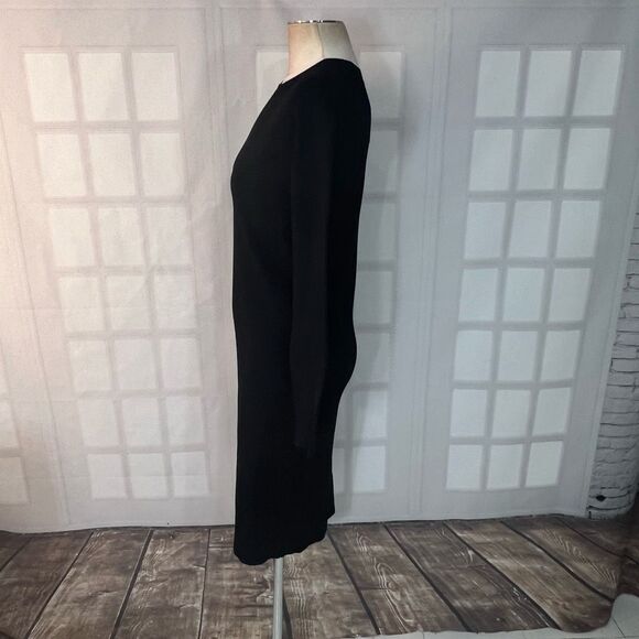Vince Black Long Sleeve Crew Neck Pullover Ribbed Bodycon Dress Size Large - Picture 8 of 11